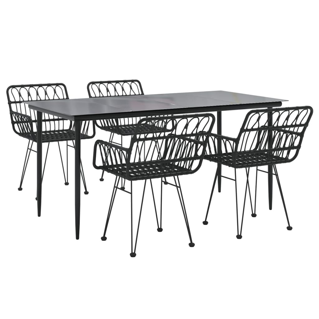 Set da Pranzo da Giardino 5 pz Nero in Polyrattan | homemem39