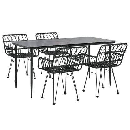 Set da Pranzo da Giardino 5 pz Nero in Polyrattan - homemem39