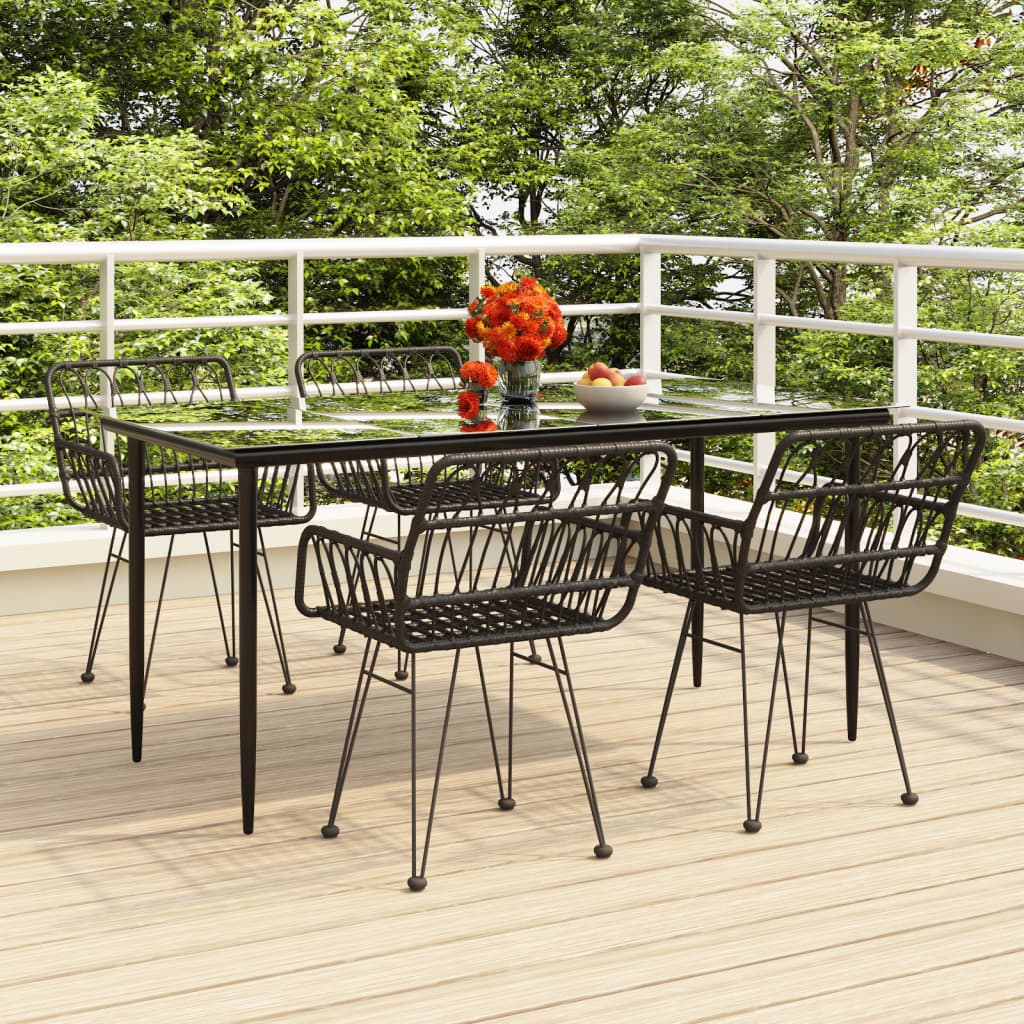 Set da Pranzo da Giardino 5 pz Nero in Polyrattan | homemem39