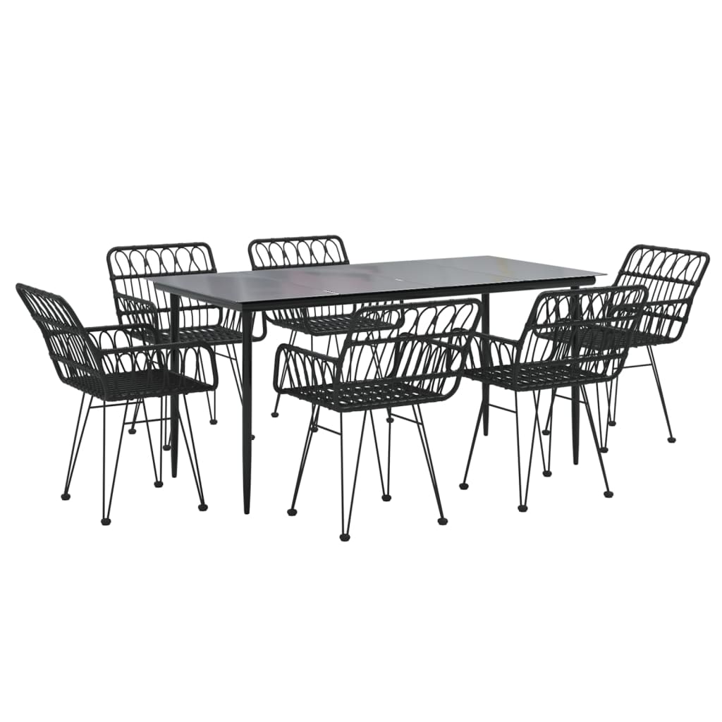 Set da Pranzo da Giardino 7 pz Nero in Polyrattan | homemem39