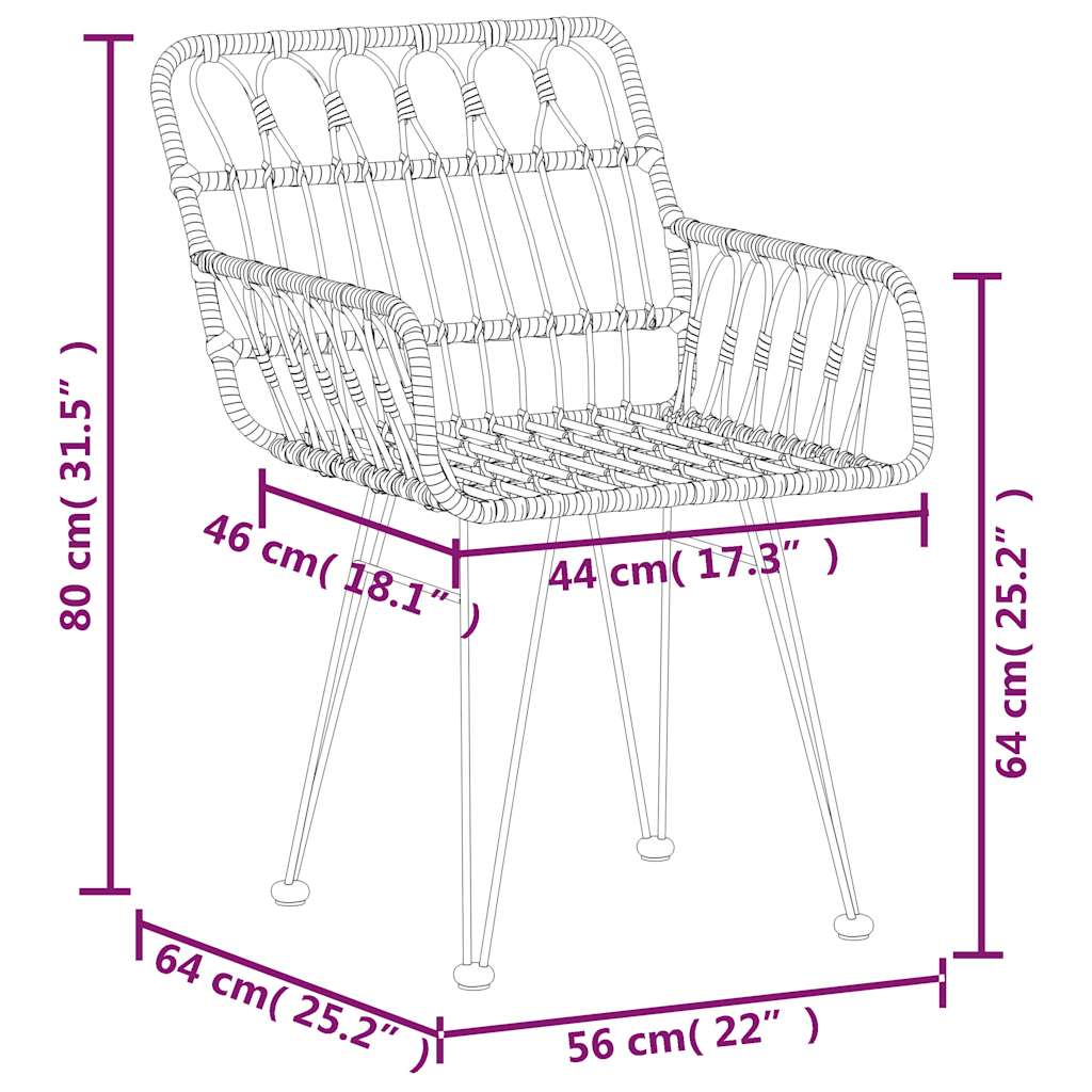 Set da Pranzo da Giardino 7 pz Nero in Polyrattan | homemem39