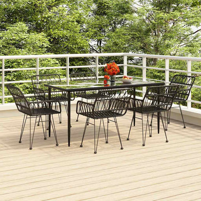 Set da Pranzo da Giardino 7 pz Nero in Polyrattan | homemem39