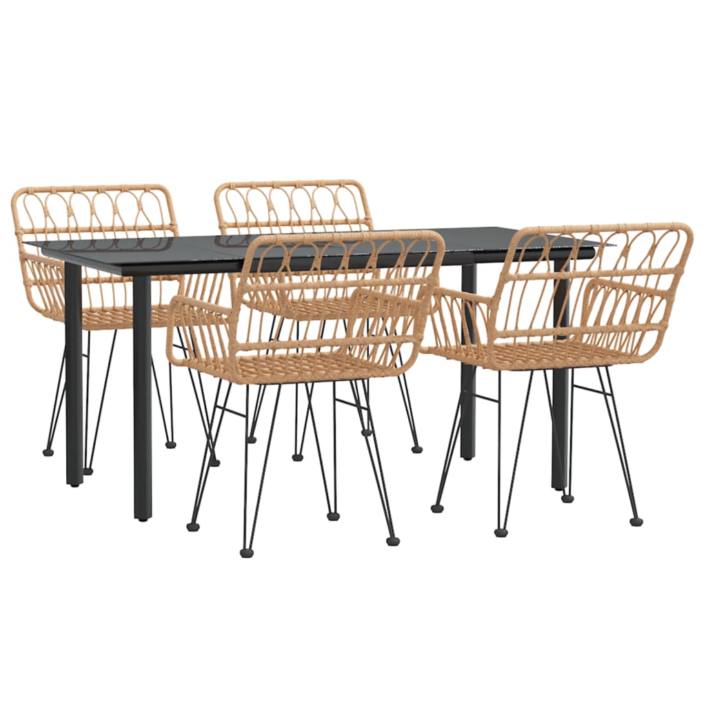 Set da Pranzo da Giardino 5 pz in Polyrattan - homemem39