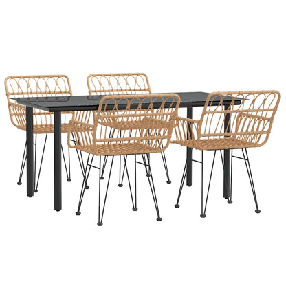 Set da Pranzo da Giardino 5 pz in Polyrattan - homemem39