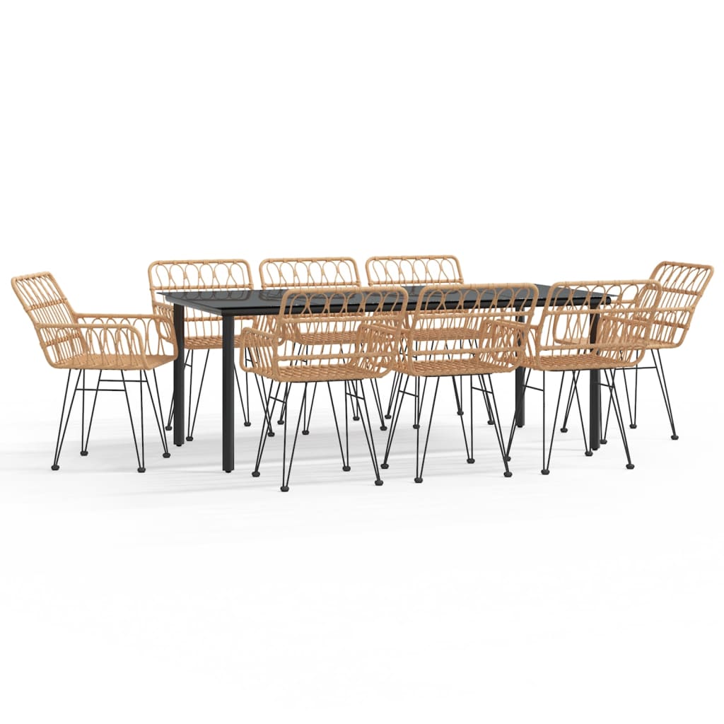 Set da Pranzo da Giardino 9 pz in Polyrattan | homemem39