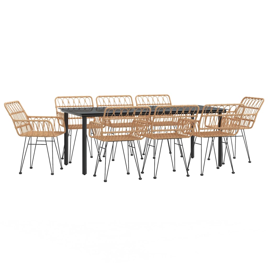 Set da Pranzo da Giardino 9 pz in Polyrattan | homemem39
