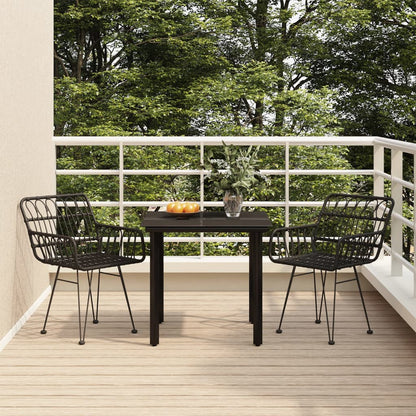 Set da Pranzo da Giardino 3 pz Nero in Polyrattan | homemem39