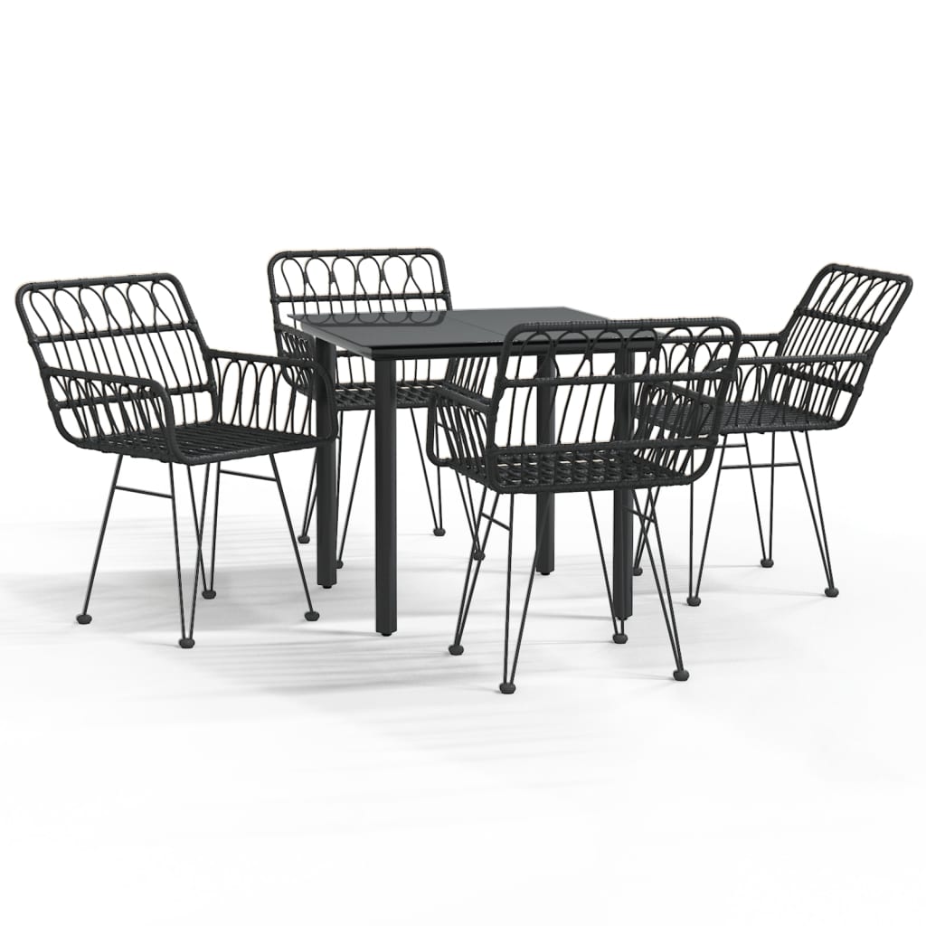 Set da Pranzo da Giardino 5 pz Nero in Polyrattan - homemem39