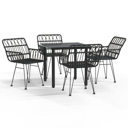Set da Pranzo da Giardino 5 pz Nero in Polyrattan - homemem39