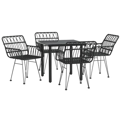 Set da Pranzo da Giardino 5 pz Nero in Polyrattan - homemem39