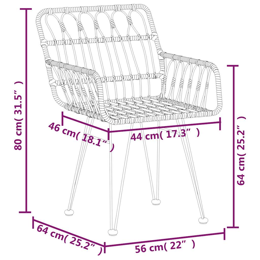 Set da Pranzo da Giardino 5 pz Nero in Polyrattan | homemem39
