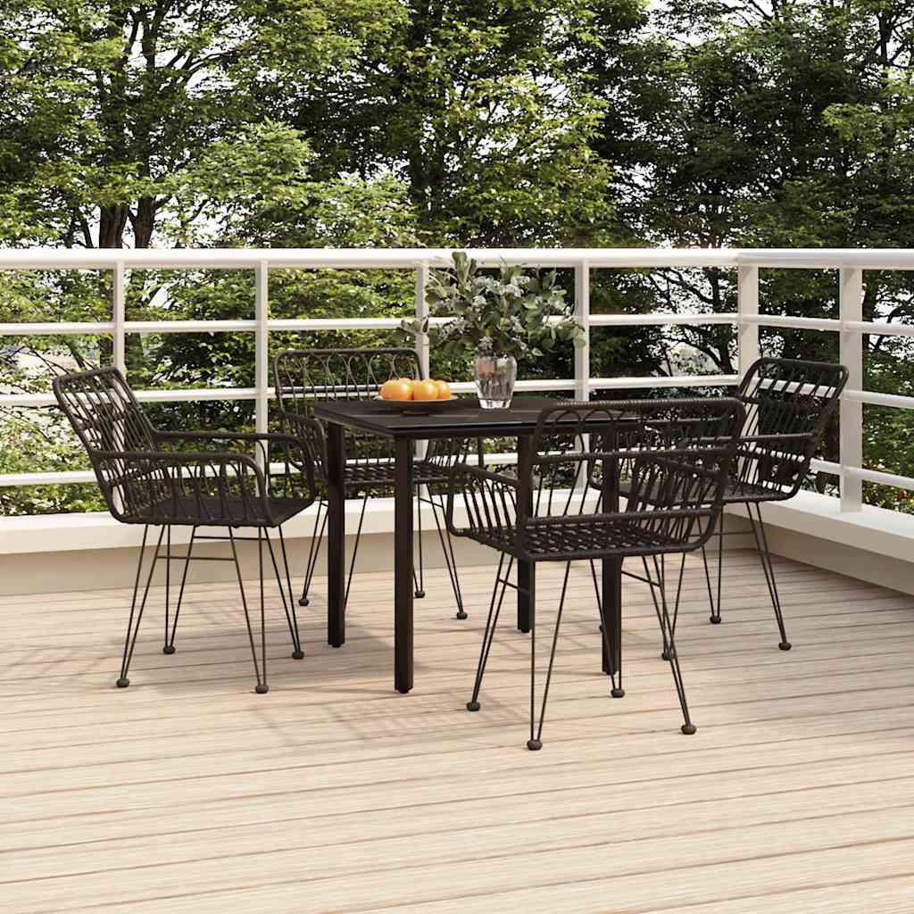 Set da Pranzo da Giardino 5 pz Nero in Polyrattan | homemem39