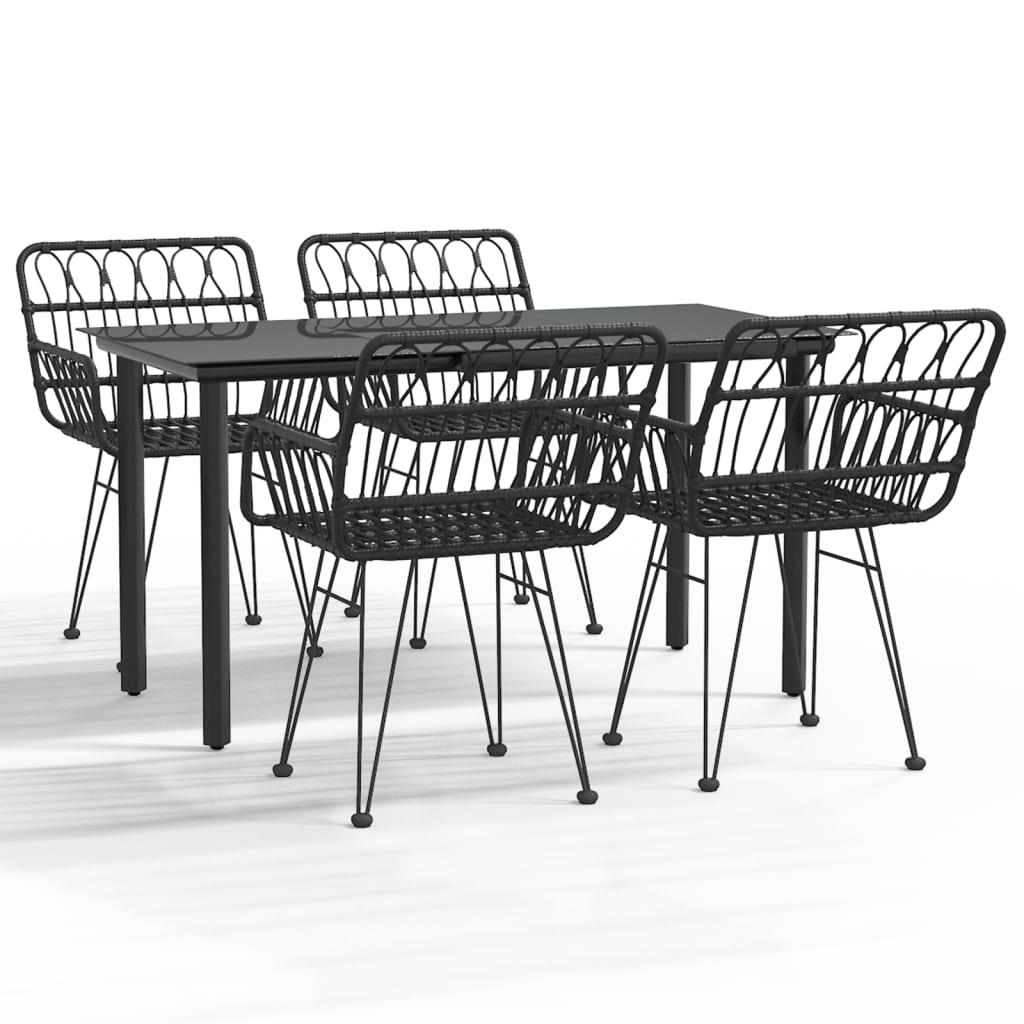 Set da Pranzo da Giardino 5 pz Nero in Polyrattan | homemem39