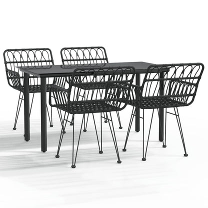 Set da Pranzo da Giardino 5 pz Nero in Polyrattan - homemem39