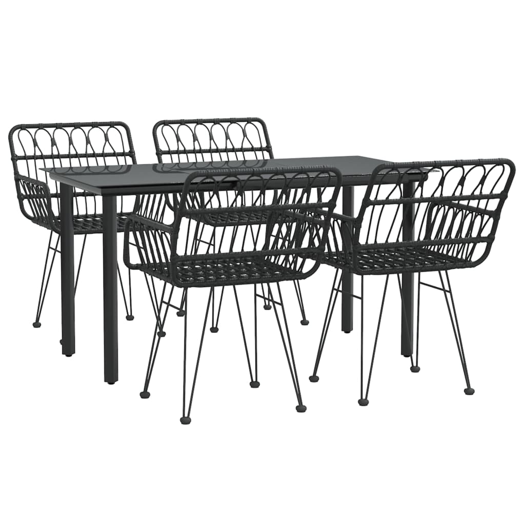 Set da Pranzo da Giardino 5 pz Nero in Polyrattan | homemem39