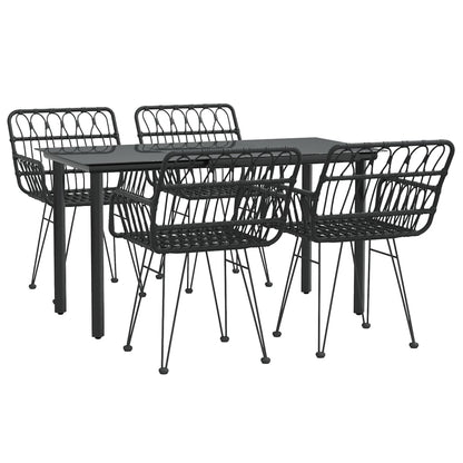 Set da Pranzo da Giardino 5 pz Nero in Polyrattan | homemem39