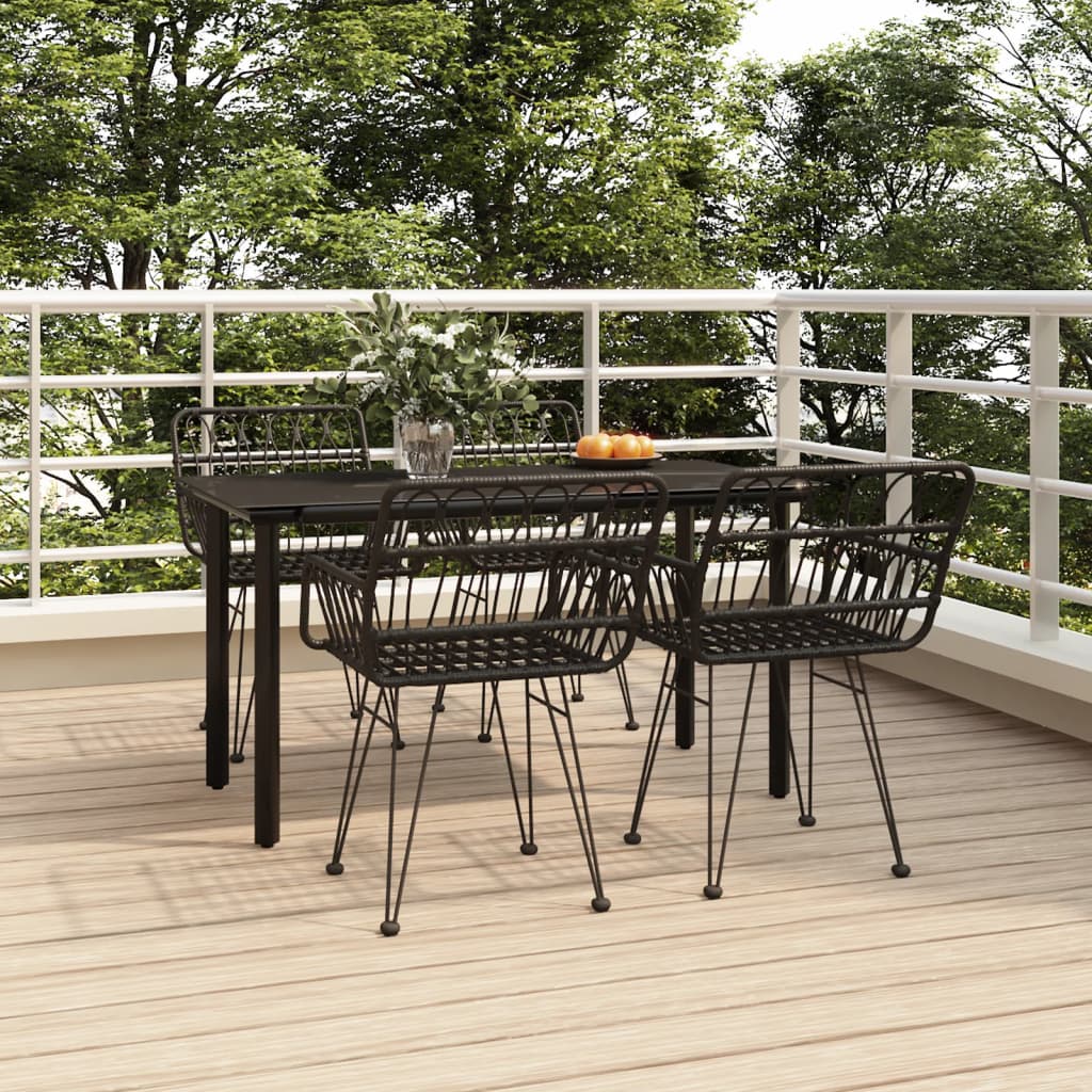Set da Pranzo da Giardino 5 pz Nero in Polyrattan | homemem39