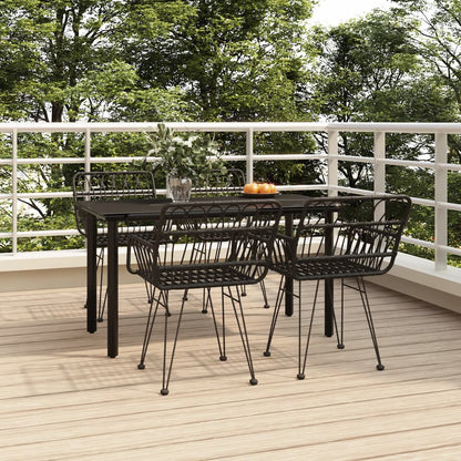 Set da Pranzo da Giardino 5 pz Nero in Polyrattan | homemem39