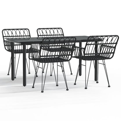 Set da Pranzo da Giardino 5 pz Nero in Polyrattan - homemem39