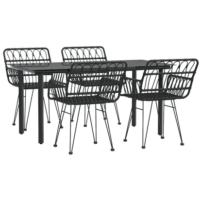 Set da Pranzo da Giardino 5 pz Nero in Polyrattan - homemem39
