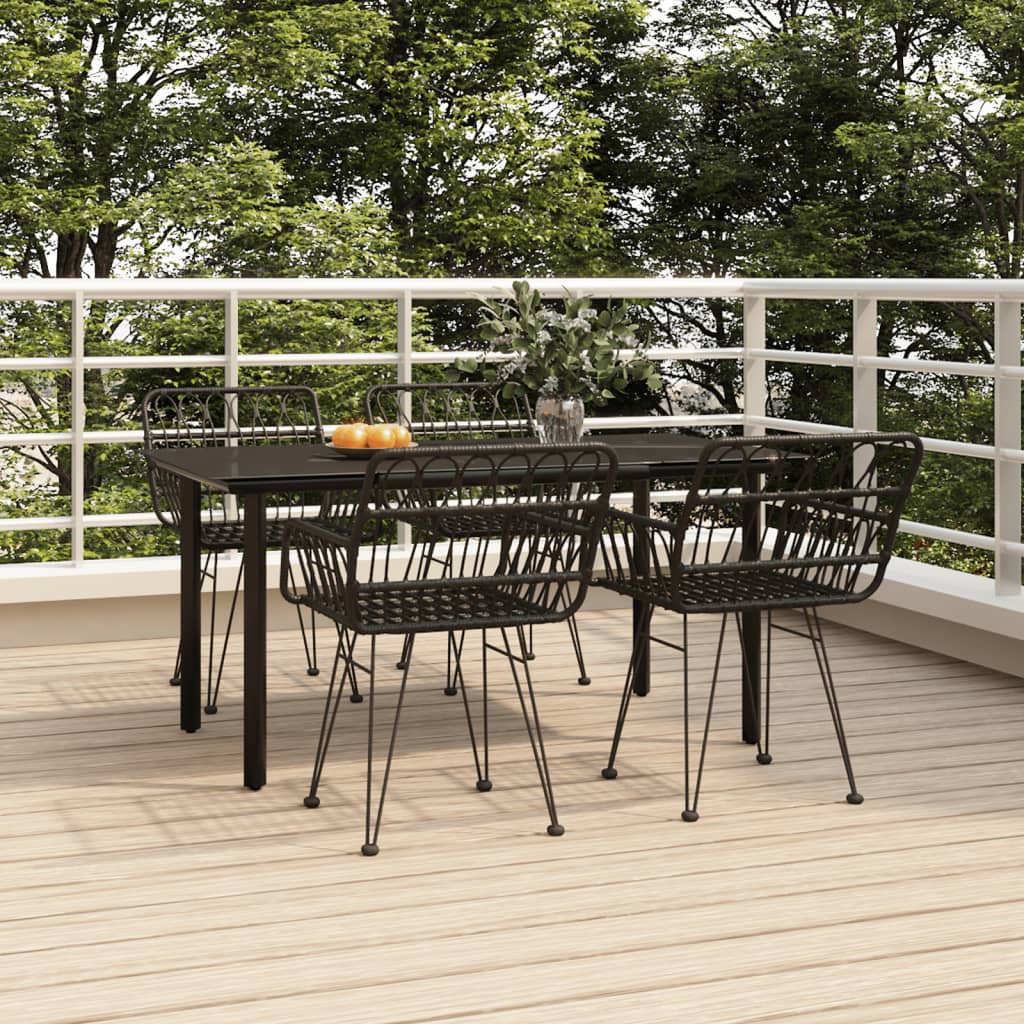 Set da Pranzo da Giardino 5 pz Nero in Polyrattan | homemem39