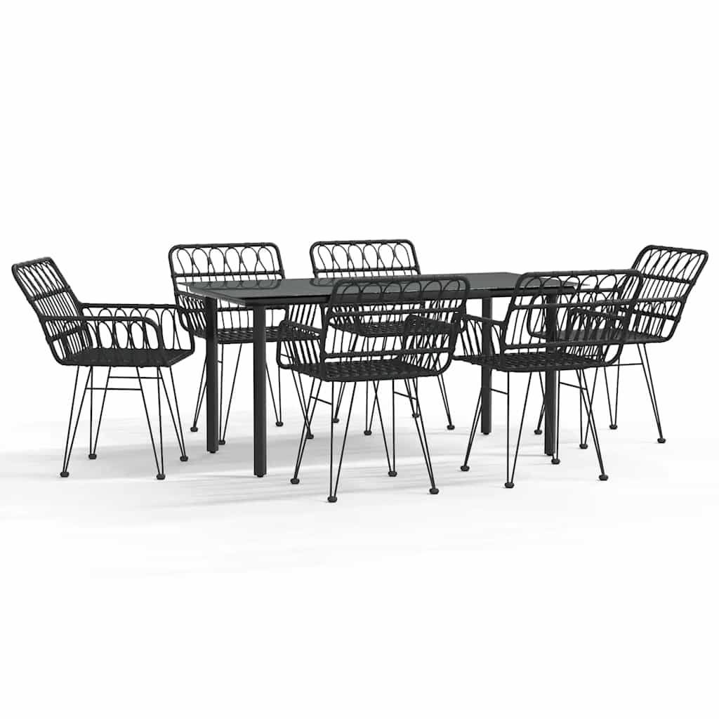 Set da Pranzo da Giardino 7 pz Nero in Polyrattan | homemem39
