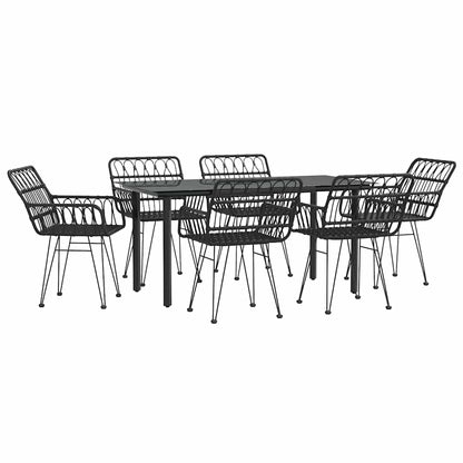 Set da Pranzo da Giardino 7 pz Nero in Polyrattan | homemem39