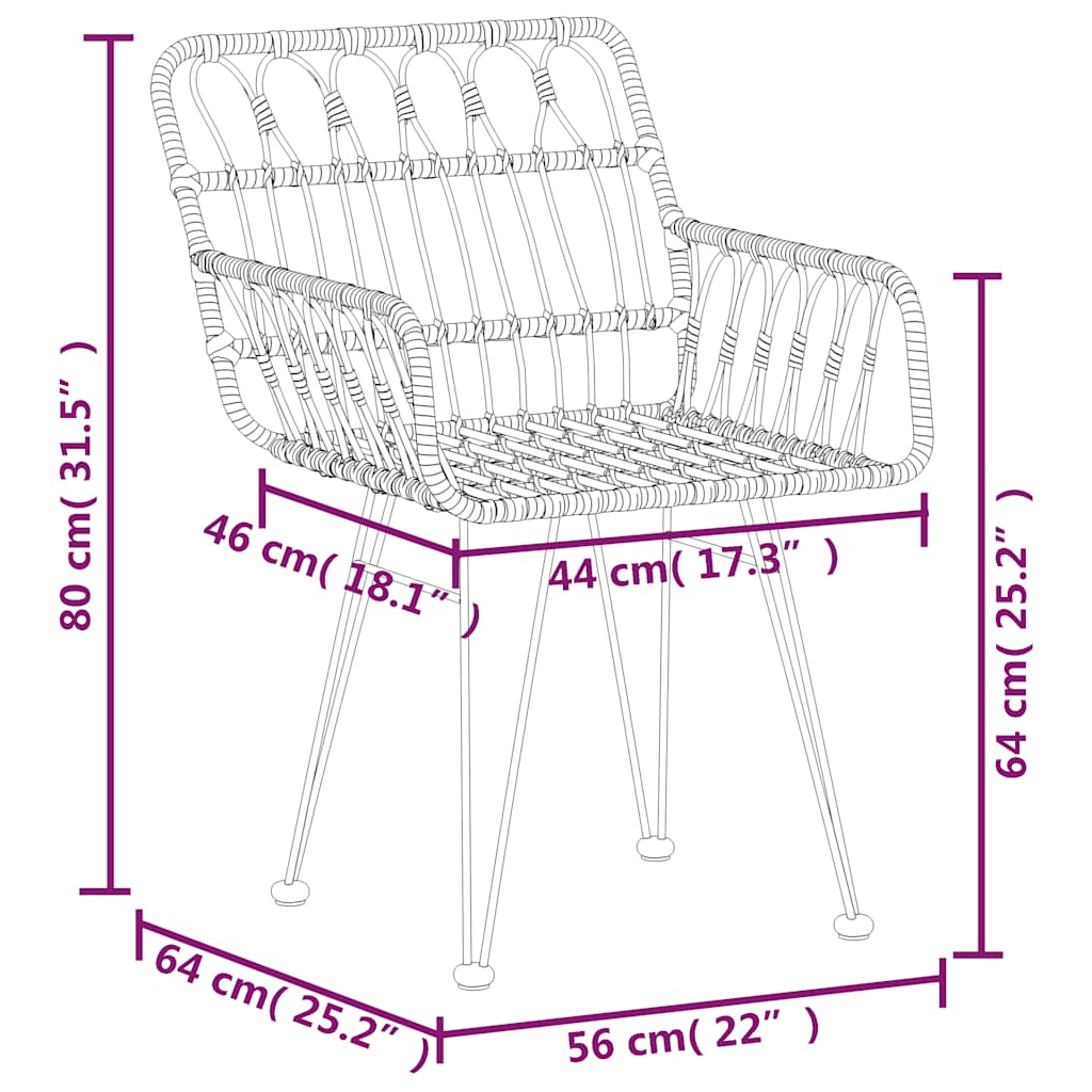 Set da Pranzo da Giardino 7 pz Nero in Polyrattan | homemem39