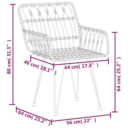 Set da Pranzo da Giardino 7 pz Nero in Polyrattan | homemem39
