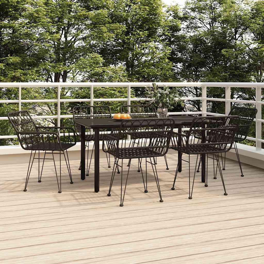 Set da Pranzo da Giardino 7 pz Nero in Polyrattan | homemem39