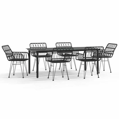 Set da Pranzo da Giardino 7 pz Nero in Polyrattan | homemem39