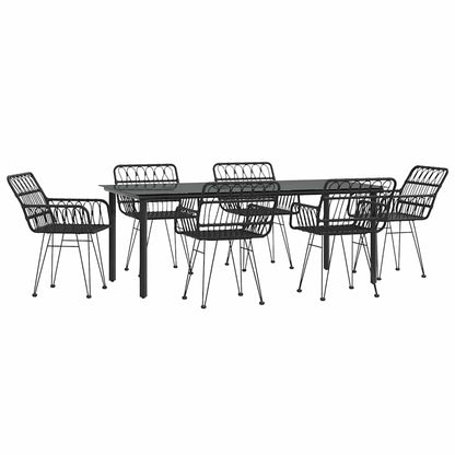 Set da Pranzo da Giardino 7 pz Nero in Polyrattan | homemem39