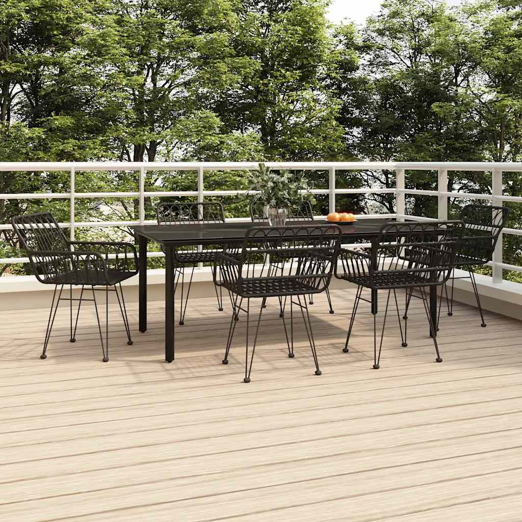 Set da Pranzo da Giardino 7 pz Nero in Polyrattan | homemem39