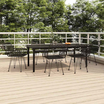 Set da Pranzo da Giardino 7 pz Nero in Polyrattan | homemem39
