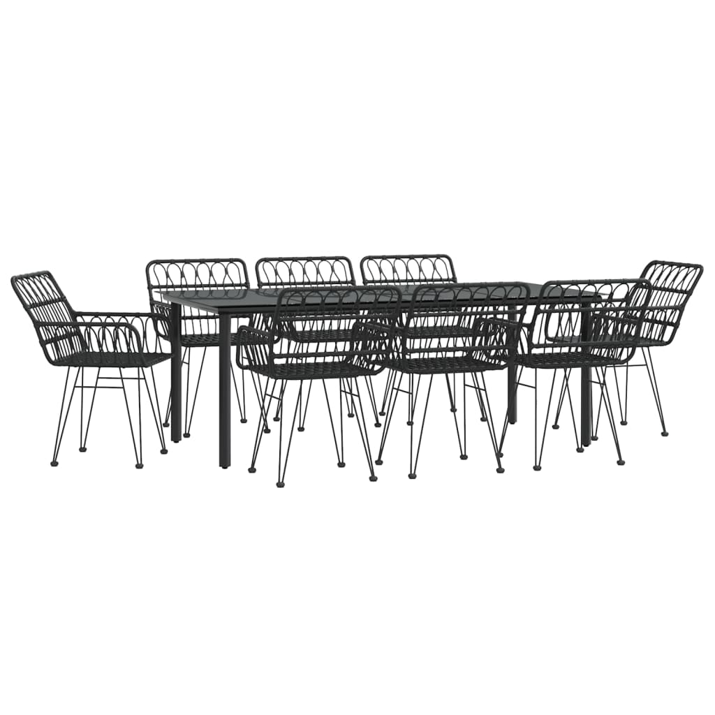 Set da Pranzo da Giardino 9 pz Nero in Polyrattan | homemem39