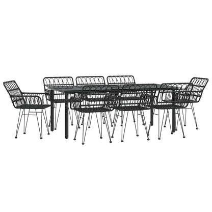 Set da Pranzo da Giardino 9 pz Nero in Polyrattan | homemem39