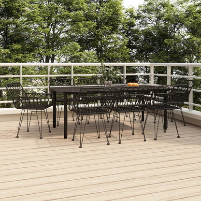 Set da Pranzo da Giardino 9 pz Nero in Polyrattan | homemem39