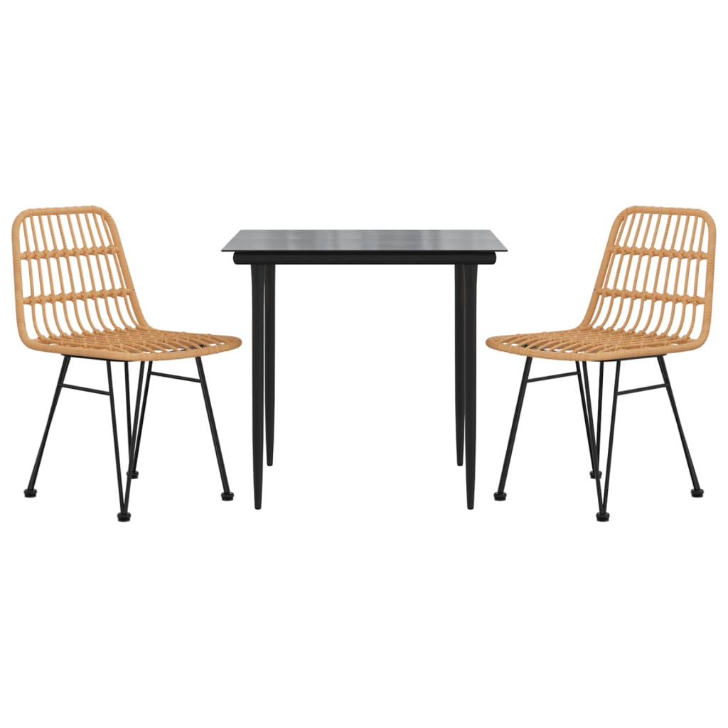 Set da Pranzo da Giardino 3 pz in Polyrattan - homemem39