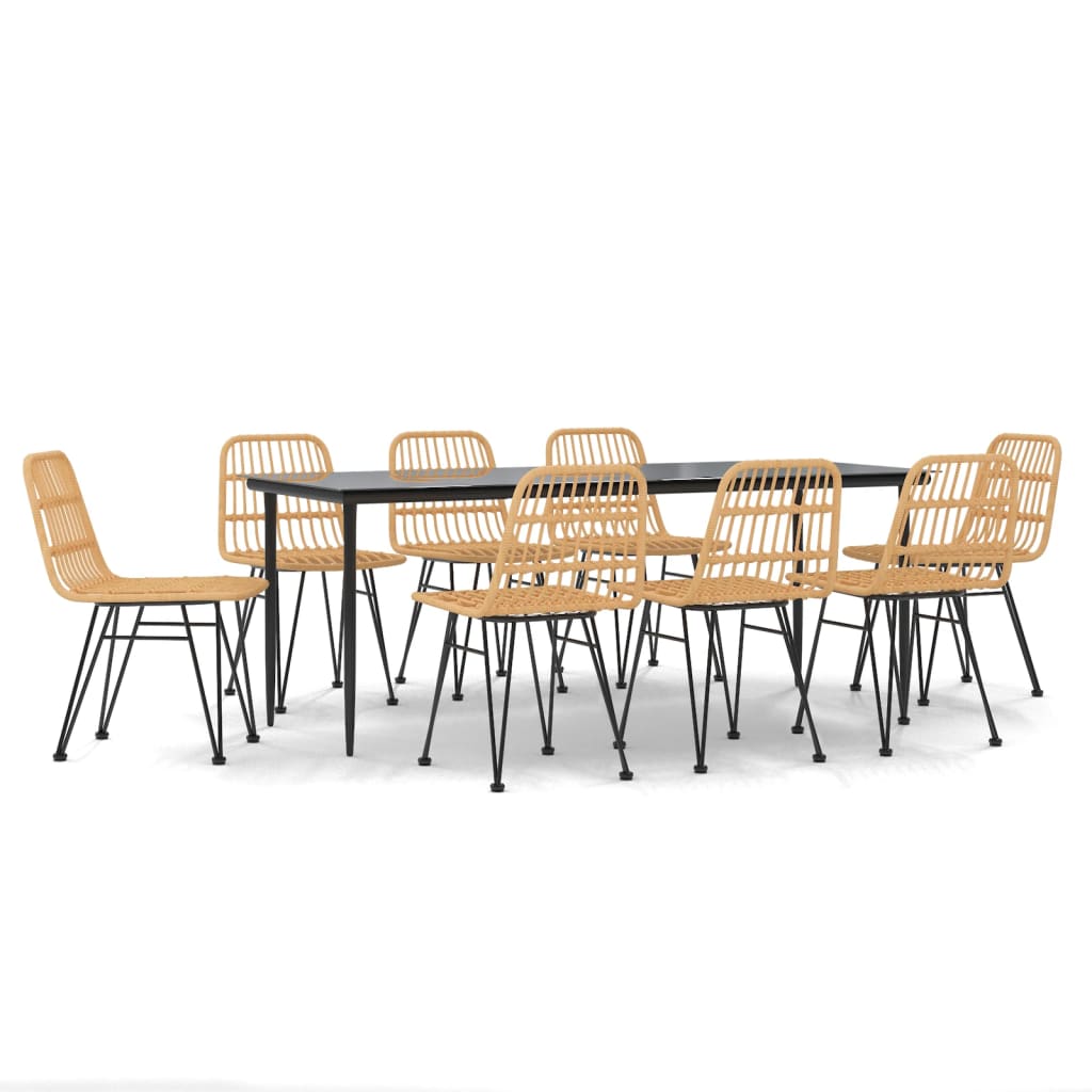 Set da Pranzo da Giardino 9 pz in Polyrattan - homemem39