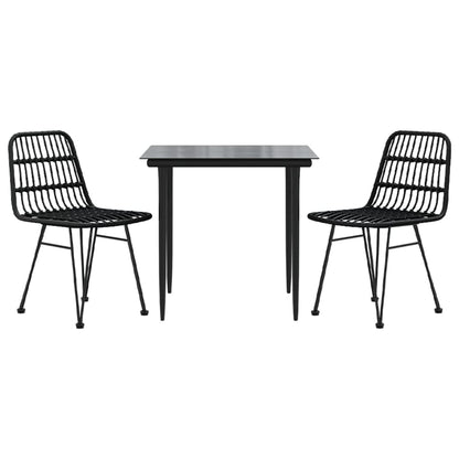 Set da Pranzo da Giardino 3 pz Nero in Polyrattan - homemem39