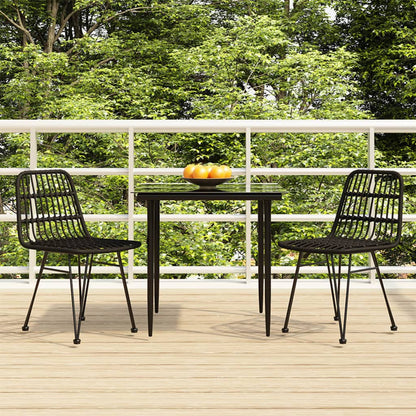 Set da Pranzo da Giardino 3 pz Nero in Polyrattan | homemem39