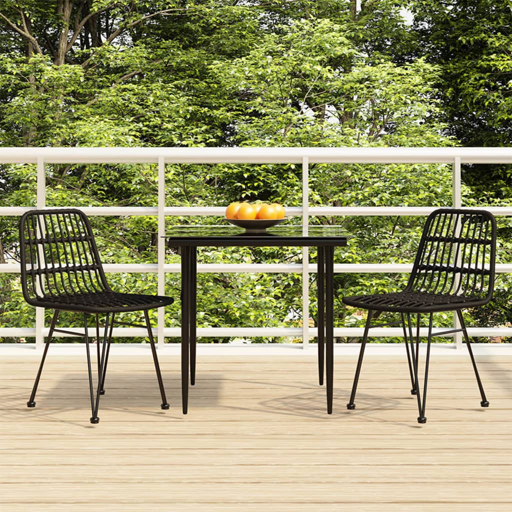 Set da Pranzo da Giardino 3 pz Nero in Polyrattan - homemem39