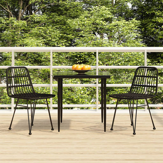 Set da Pranzo da Giardino 3 pz Nero in Polyrattan - homemem39