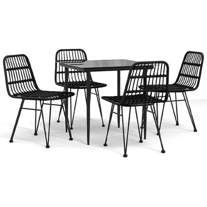 Set da Pranzo da Giardino 5 pz Nero in Polyrattan | homemem39