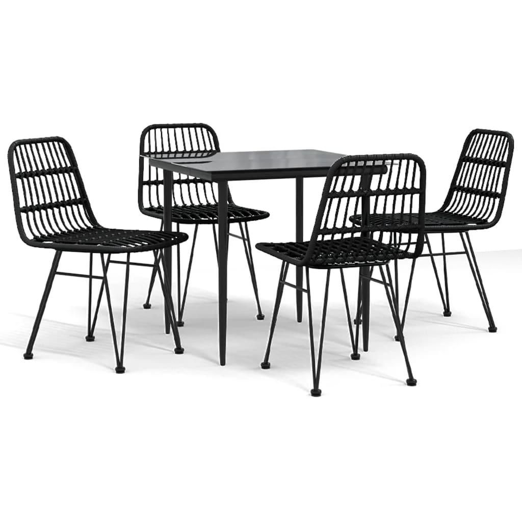 Set da Pranzo da Giardino 5 pz Nero in Polyrattan - homemem39