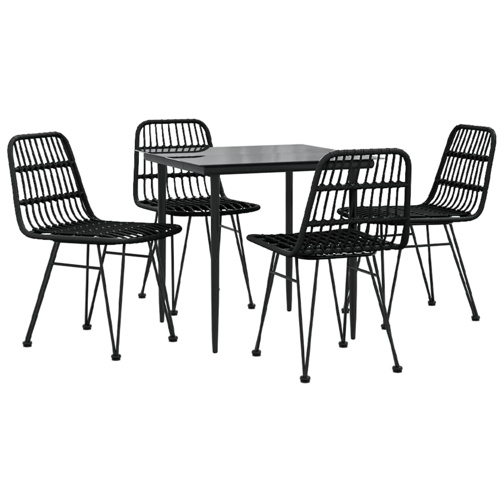 Set da Pranzo da Giardino 5 pz Nero in Polyrattan - homemem39