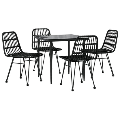 Set da Pranzo da Giardino 5 pz Nero in Polyrattan - homemem39