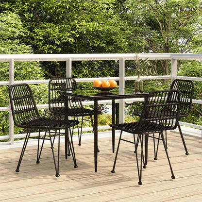 Set da Pranzo da Giardino 5 pz Nero in Polyrattan | homemem39