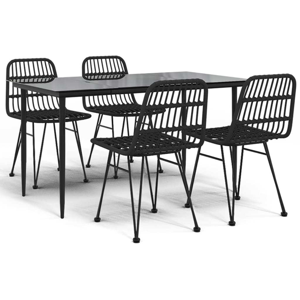 Set da Pranzo da Giardino 5 pz Nero in Polyrattan - homemem39