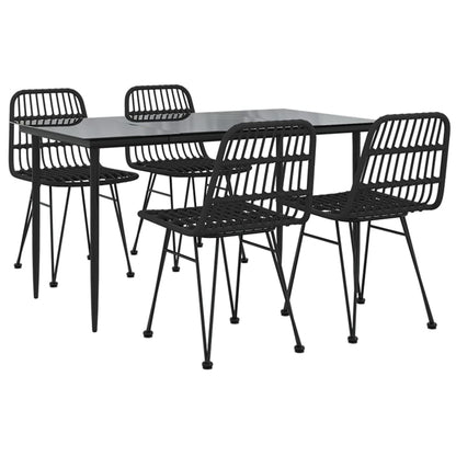Set da Pranzo da Giardino 5 pz Nero in Polyrattan | homemem39